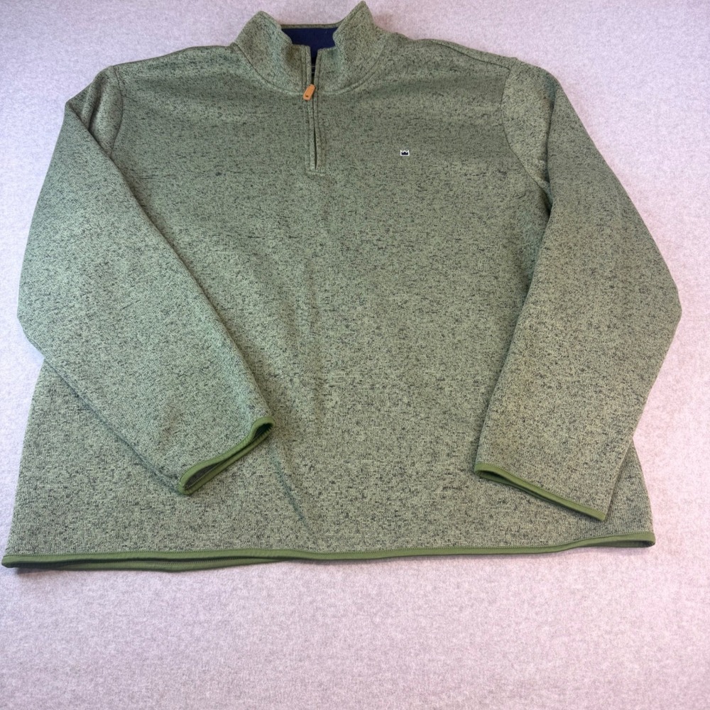Crown & Ivy Mens 2X Green Marl Heathered Quarter Zip Fleece Pullover Sweater